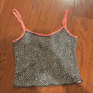 Edikted Leopard Print Cami with Coral Lace